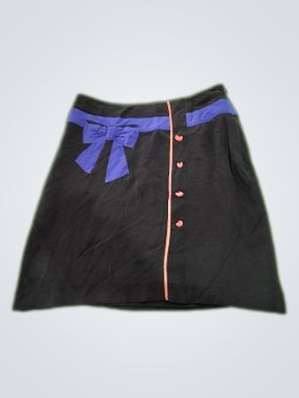 Black Skirt with Blue Accent and Pink Buttons