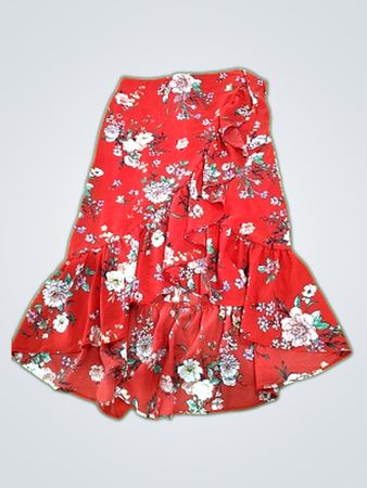 Rare Editions Red Floral Skirt