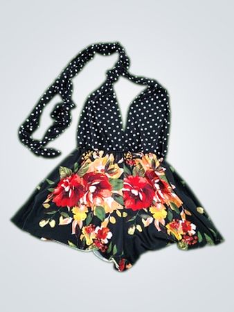 Floral Halter Neck Swimsuit