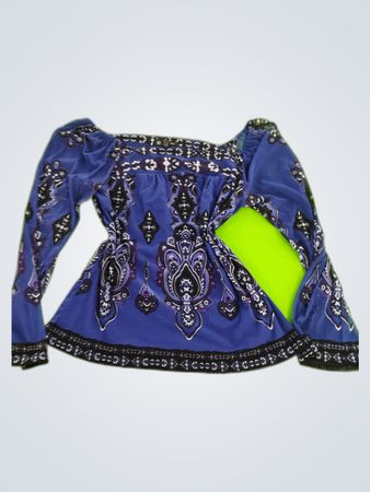INC International Concepts Blue Paisley Off-Shoulder Blouse