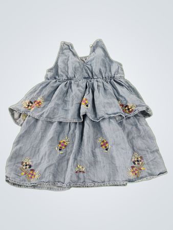 Gray Embroidered Dress