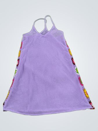 Purple Mesh Dress with Crochet Sides