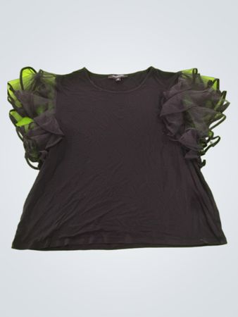 Marc New York Women's Black Top with Ruffled Sleeves