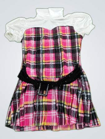 Plaid Pleated Dress with White Collar