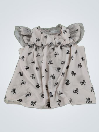 White Blouse with Black Butterfly Pattern