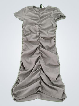 H&M Divided Grey Ribbed Ruched Mini Dress