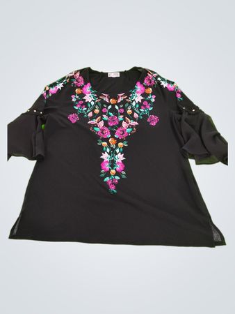 Black Floral Embroidered Top