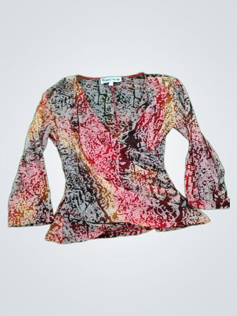 Ronni Nicole Abstract Print Wrap Blouse