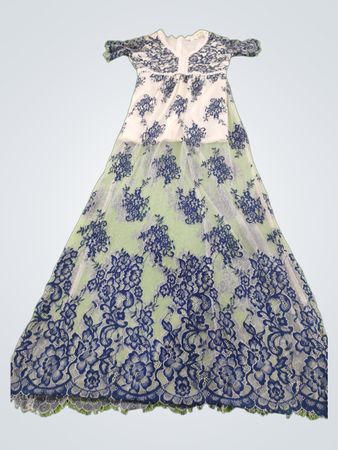 Peach Love White Blue Lace Maxi Dress