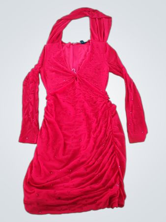 Windsor Red Sequined Long-Sleeve Mini Dress