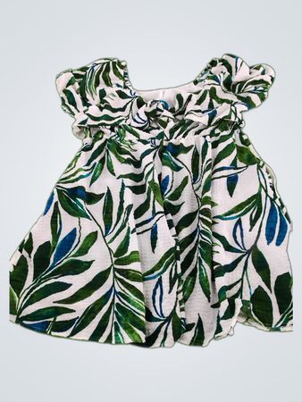 Time and Tru Green and Blue Leaf Dress