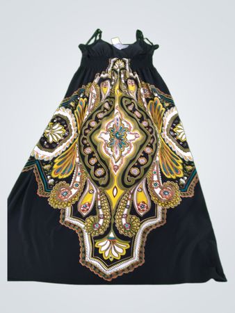 Black Maxi Dress with Floral Design