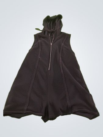 Black Sleeveless Hooded Zippered Vest or Poncho