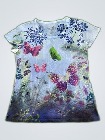 Jane Ashley Butterfly Floral Print T-Shirt