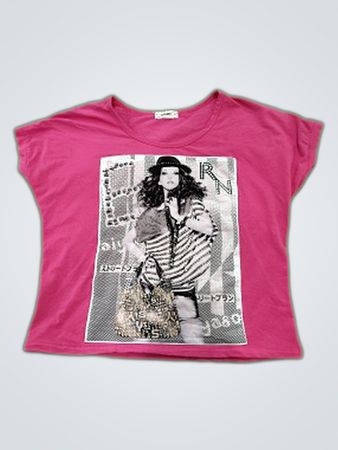 H&M Pink Graphic Short Sleeve T-Shirt