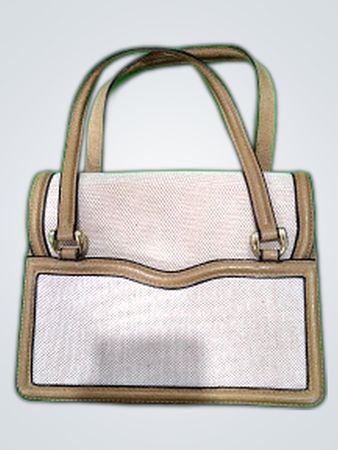 Beige Canvas Top Handle Handbag