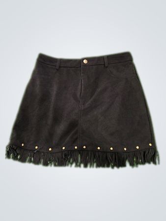 Black Fringed Skirt