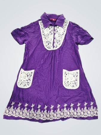 MTM Purple Dress with White Lace Details