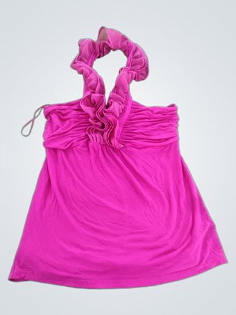 Express Pink Ruffled Halter Top