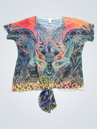 Chico's Paisley Tie-Front Top