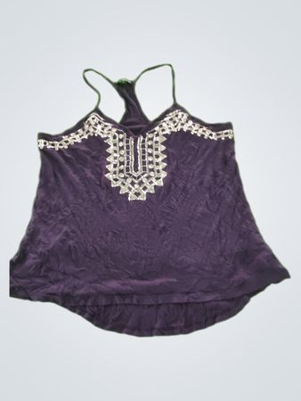 Purple Tank Top with White Embroidery