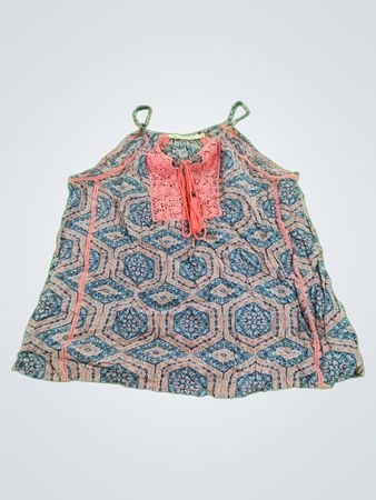 Solitaire Blue and Pink Patterned Top