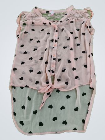 No Boundaries Heart Print Lace Blouse