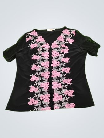 Black Floral Embroidered Top