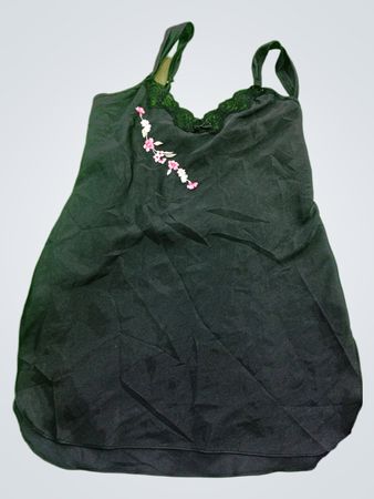 Black Camisole with Floral Embroidery