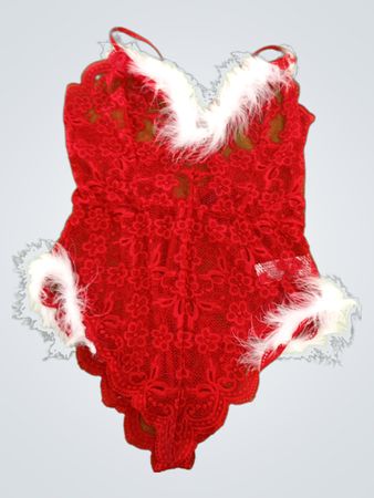 AvidLove Red Lace Fur Trim Teddy