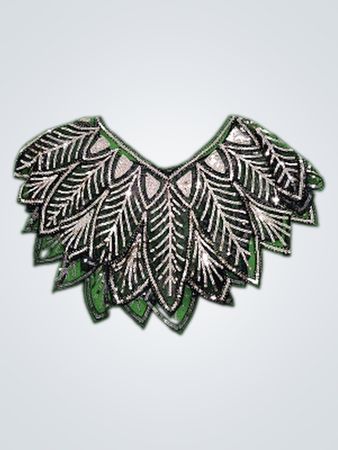 Unbranded Black Sequin Leaf Collar Applique
