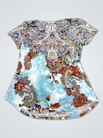 Onewell Paisley Print Short-Sleeve Blouse