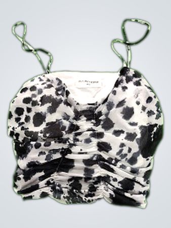 Victoria + Sophia Small Black and White Cow Print Top