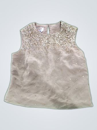 Talbots Petites Pure Silk Beige Sequined Top