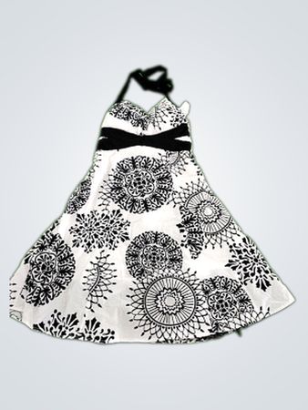 Black and White Floral Halter Neck Dress