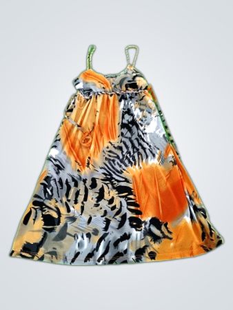 B.SPLIT Orange and Black Dress