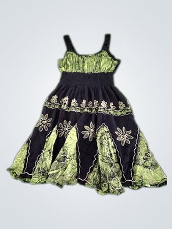 Indya Boutique Black and Green Embroidered Dress