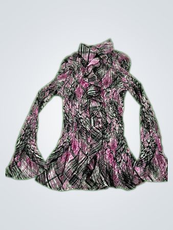 APT Purple Plaid Ruffled Blouse