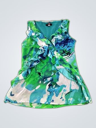 Blue Green Floral Sleeveless Top