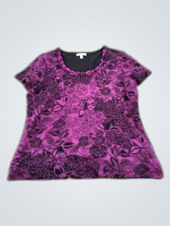 Croft & Barrow Purple Floral Short Sleeve Top