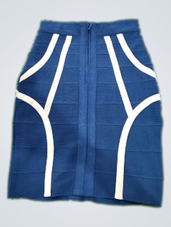 Blue Skirt with White Stripes