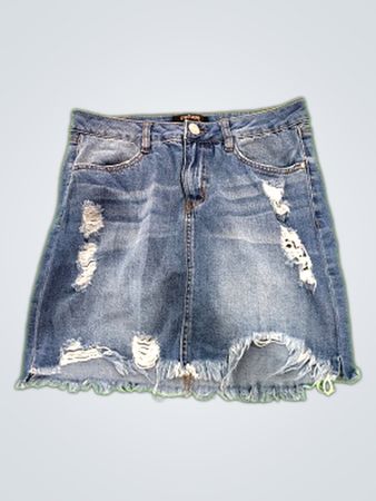 Refuge Distressed Denim Mini Skirt
