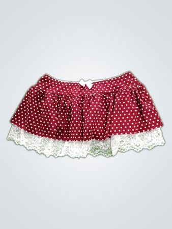Red Polka Dot Skirt with Lace Trim