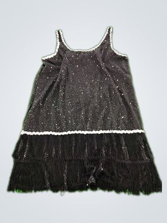 Black Sequin Fringe Costume Top