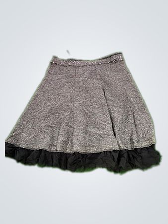 Gray Skirt with Black Ruffle