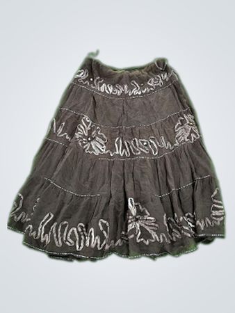 Lola P. Gray Floral Skirt