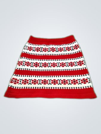 Red and White Knit Skirt