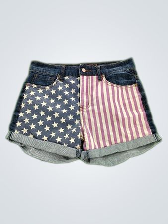 American Flag Denim Shorts