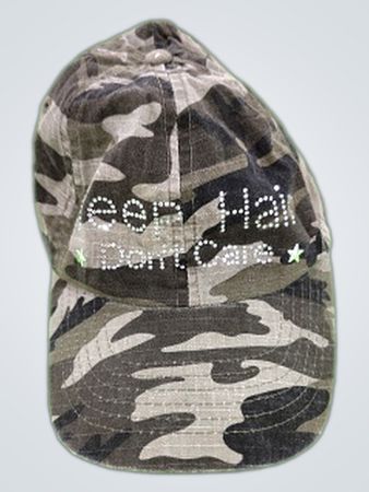 Camo Baseball Cap with Neon Hair Don't Care Text