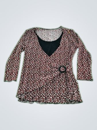 Brown and White Floral Long Sleeve Top